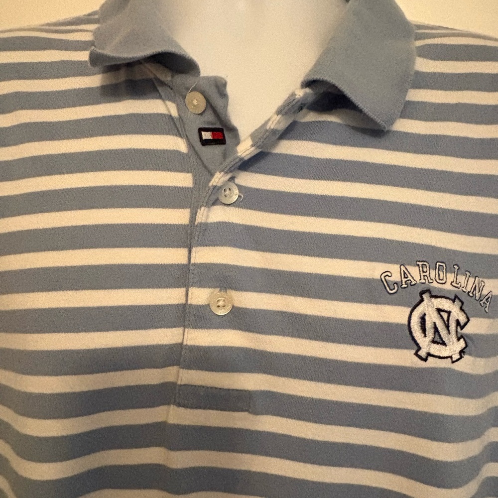 Tommy Hilfiger UNC Tarheels Light Blue and White Striped XL Polo